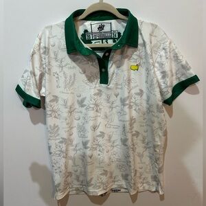 Masters Green and White Medium Golf Polo w fun floral name pattern